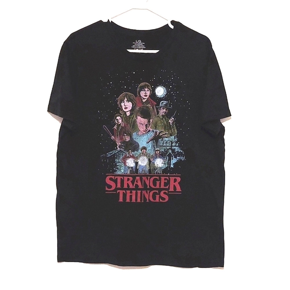 Stranger Things Unisex Black Short Sleeved Graphic T-Shirt EUC Size L